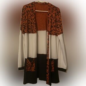 Black orange white cardigan